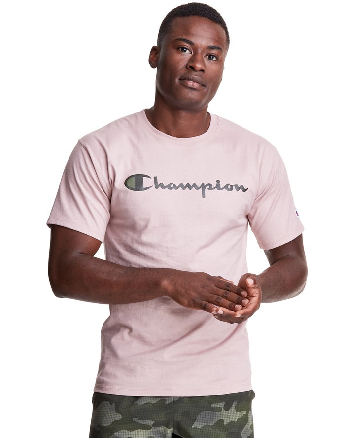 Champion Mens T-Shirt NZ - Classic Jersey Script Logo Rose ( 8135-TYCWE )